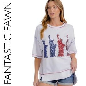 270: FANTASTIC FAWN NEW AMERICANA TOP WHITE (GG3)